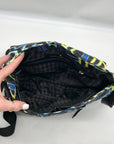 Karl Lagerfeld Black & Neon Green Nylon Paris Cara Crossbody Bag