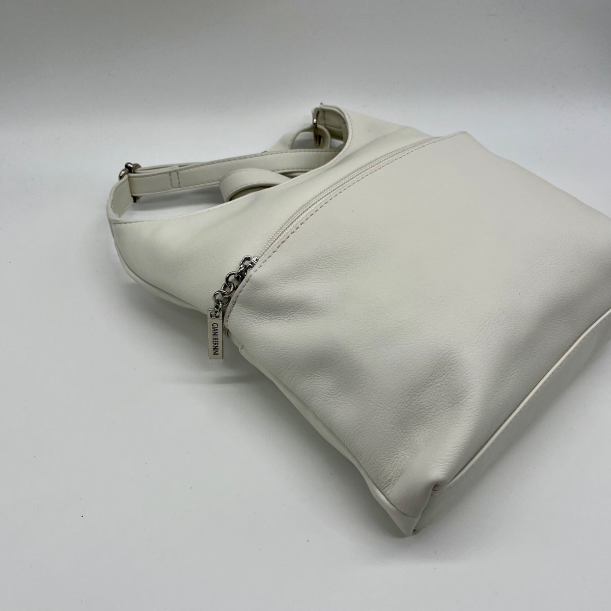 Giani Bernini White Faux Leather Nappa Soft Crossbody Bag