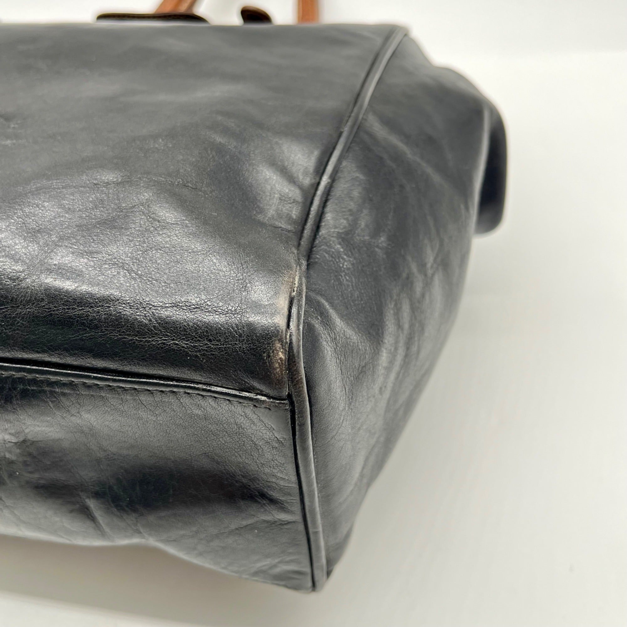 Furla Doctor-Style Black And Brown Leather Satchel Bag