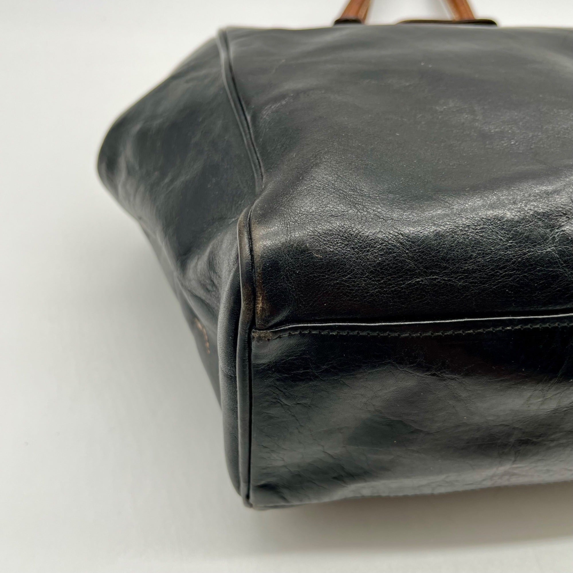 Furla Doctor-Style Black And Brown Leather Satchel Bag