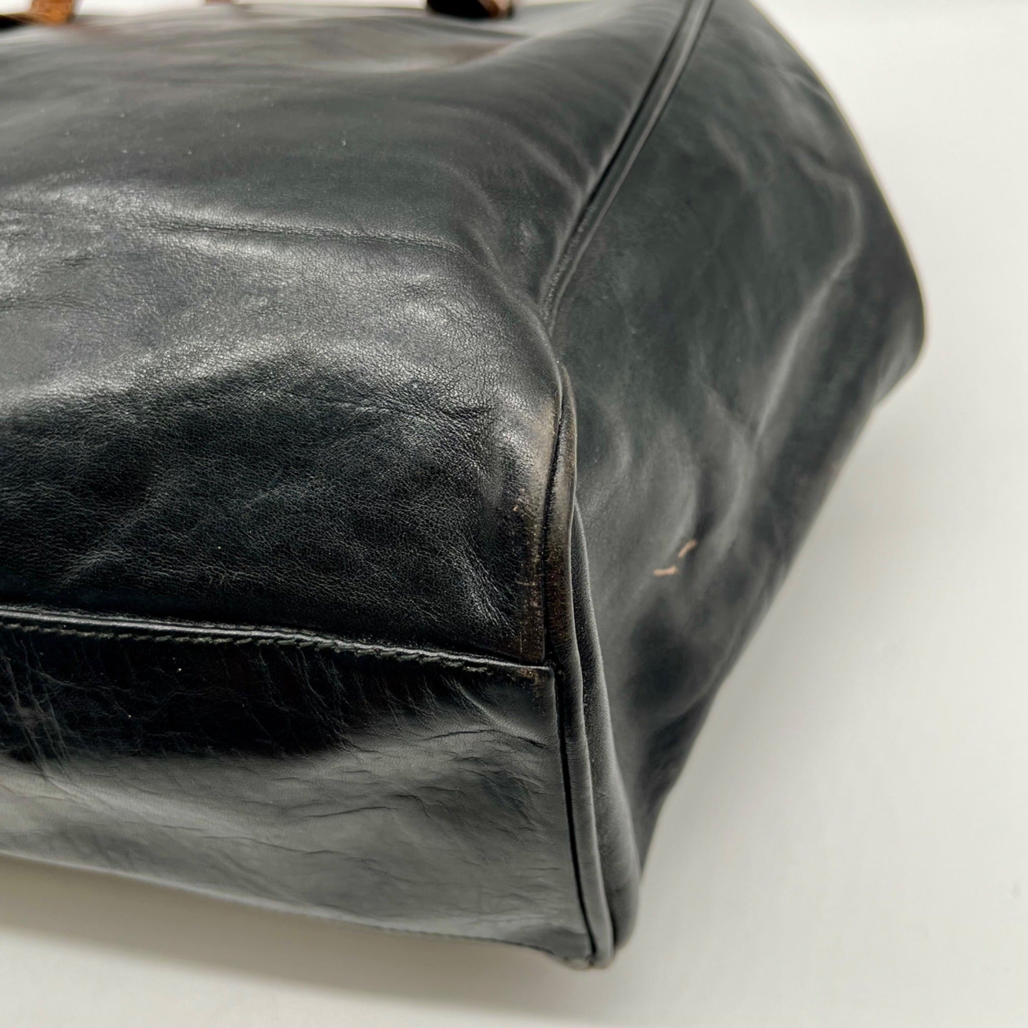 Furla Doctor-Style Black And Brown Leather Satchel Bag