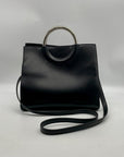 Sam Edelman Margo Small Ring-Top Black & Silver Vegan Satchel Bag