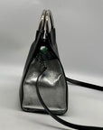 Sam Edelman Margo Small Ring-Top Black & Silver Vegan Satchel Bag