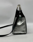 Sam Edelman Margo Small Ring-Top Black & Silver Vegan Satchel Bag