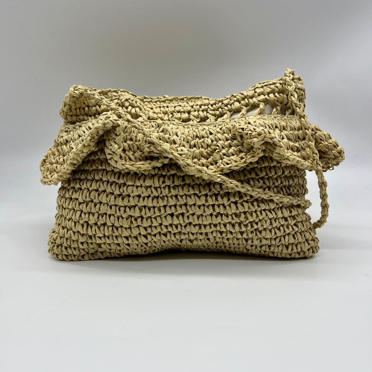 Aqua Gypsy Tan Straw Raffia Crossbody Bag