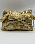 Aqua Gypsy Tan Straw Raffia Crossbody Bag