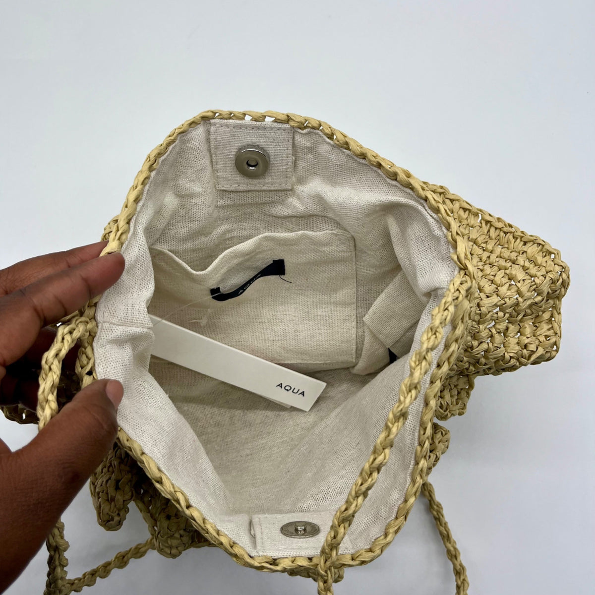 Aqua Gypsy Tan Straw Raffia Crossbody Bag