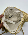 Aqua Gypsy Tan Straw Raffia Crossbody Bag