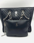 Steve Madden Black Faux Leather Tote with Pouch