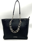 Steve Madden Black Faux Leather Tote with Pouch