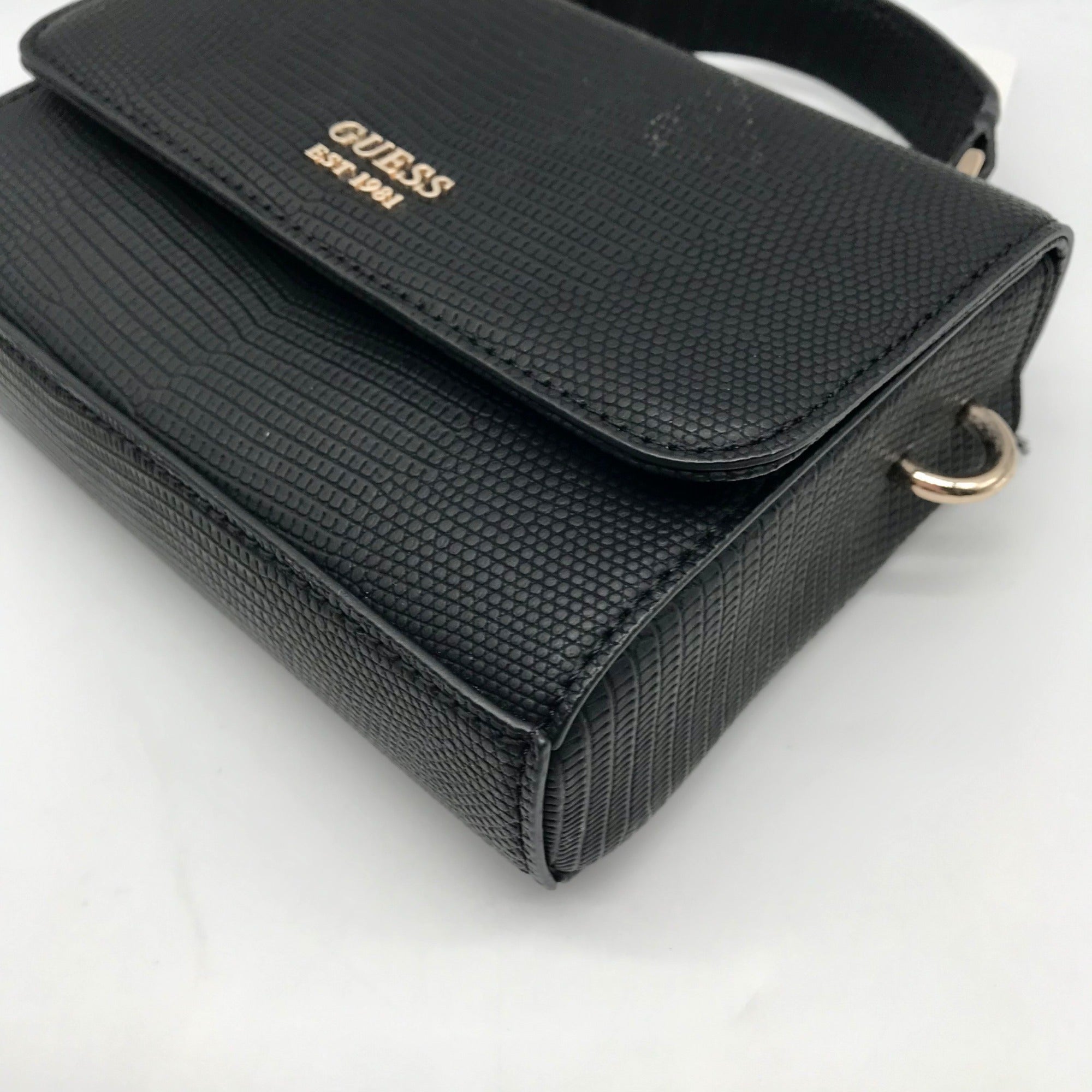 Guess Black Mini Lyndi Mini Flap Crossbody Bag