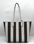Michael Kors White & Brown Large Eliza East West Reversible Tote & Wallet