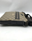 Gucci Dark Brown Leather and Signature GG Supreme Canvas Crossbody Bag