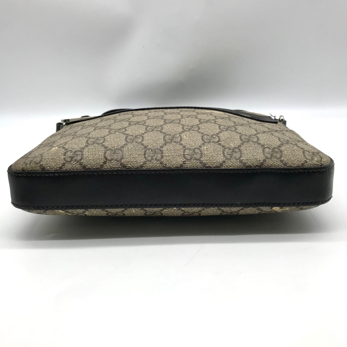 Gucci Dark Brown Leather and Signature GG Supreme Canvas Crossbody Bag