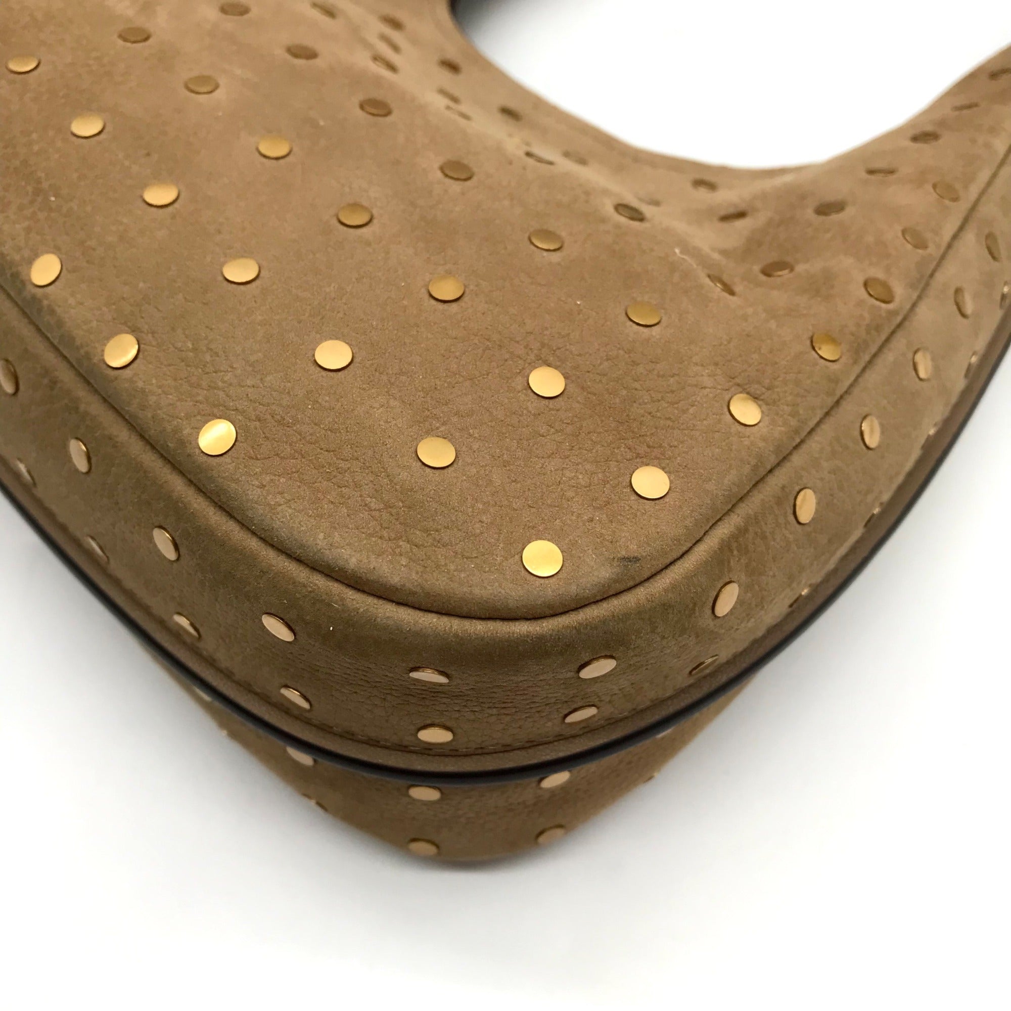 Michael Kors Husk Pebbled Leather Studded Nolita Hobo Shoulder Bag