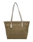 Coach Beige Monogram Signature Coated Canvas City Zip Tote Bag F58292