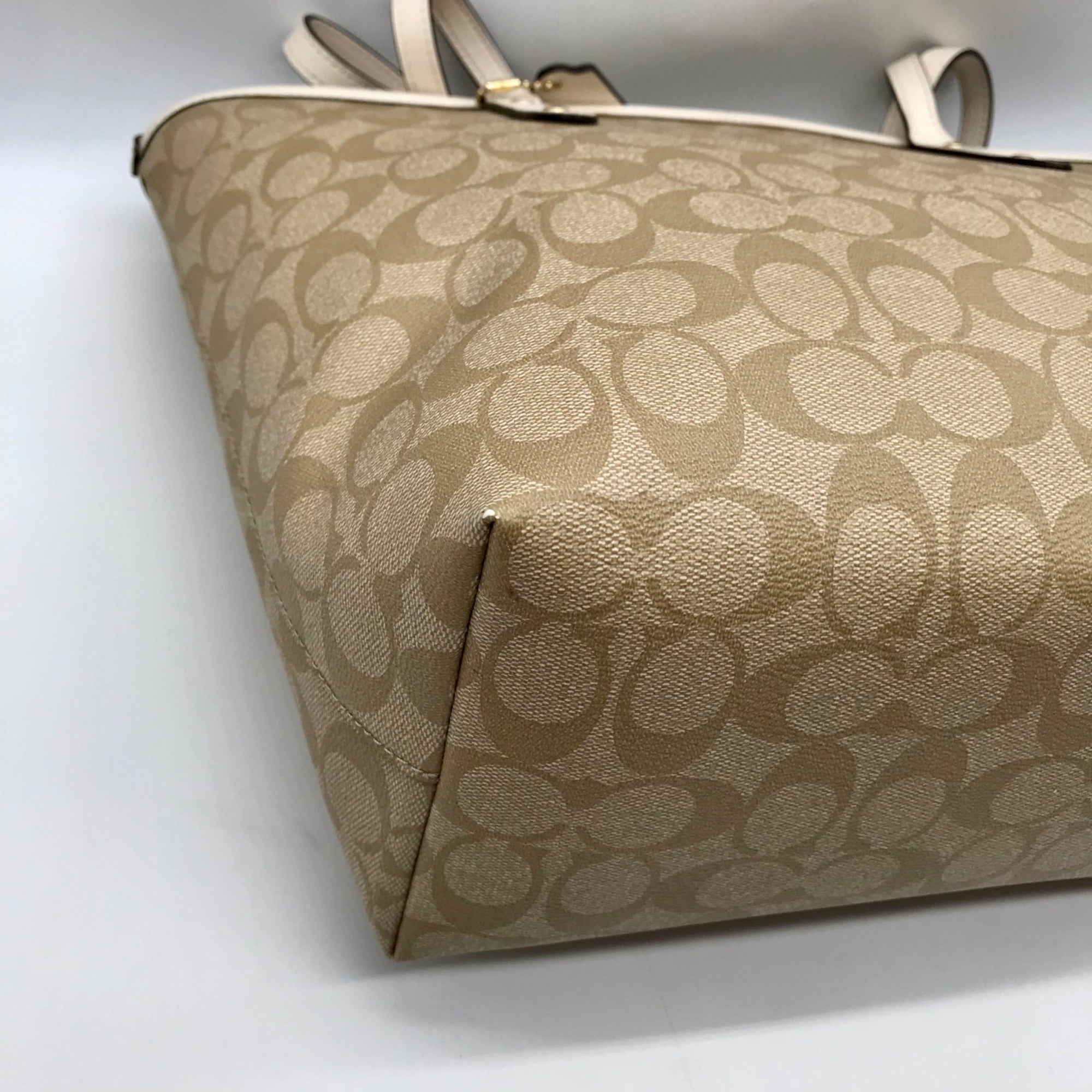Coach Beige Monogram Signature Coated Canvas City Zip Tote Bag F58292