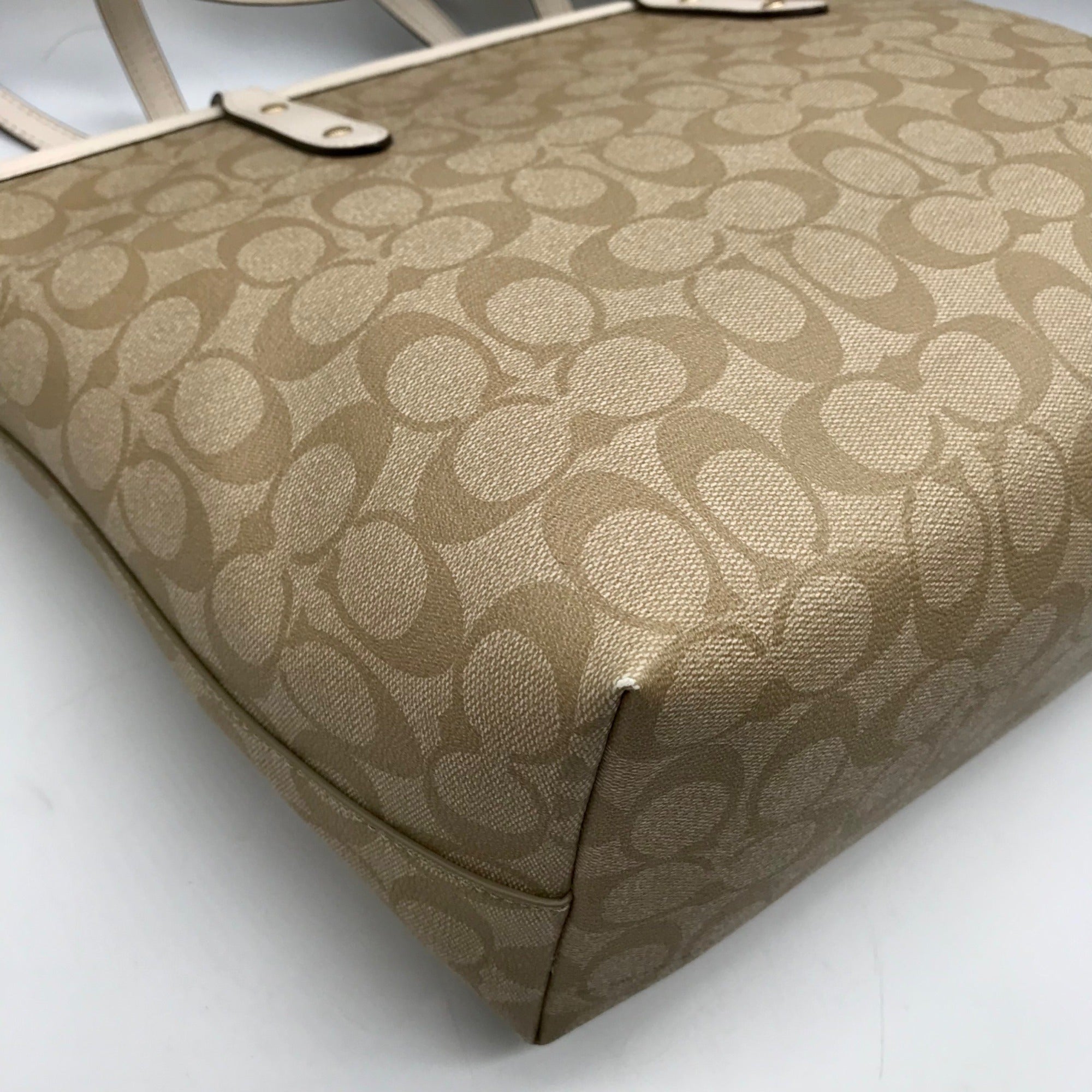 Coach Beige Monogram Signature Coated Canvas City Zip Tote Bag F58292