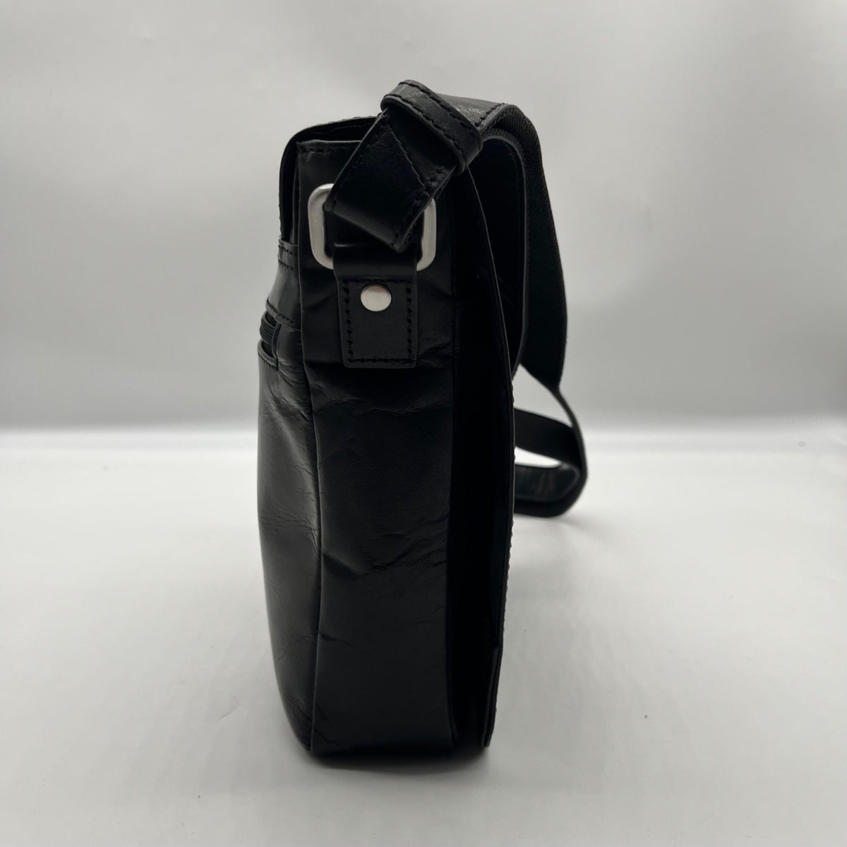 Mancini Black Leather Crossbody Bag