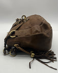 The Real Mccoy Brown Distressed Leather Shoulder Bag