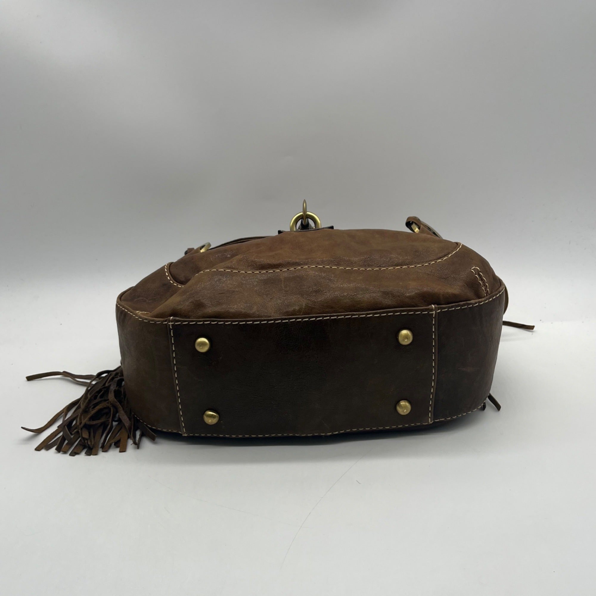The Real Mccoy Brown Distressed Leather Shoulder Bag