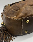 The Real Mccoy Brown Distressed Leather Shoulder Bag