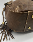 The Real Mccoy Brown Distressed Leather Shoulder Bag