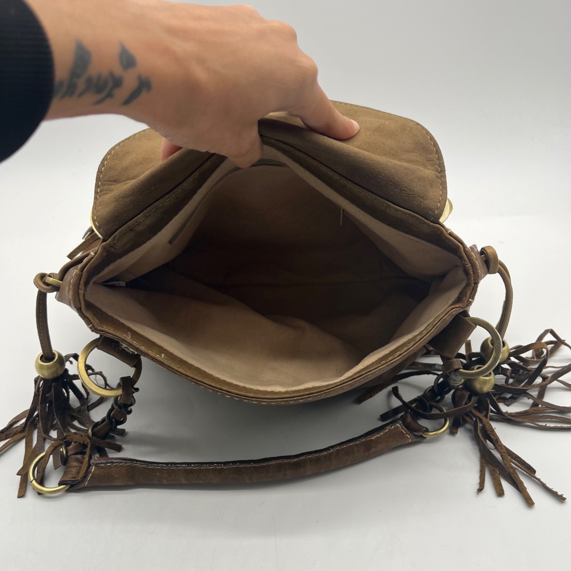 The Real Mccoy Brown Distressed Leather Shoulder Bag