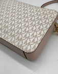 Michael Kors Vanilla And Pink Leather Signature Stripe Jet Set Crossbody