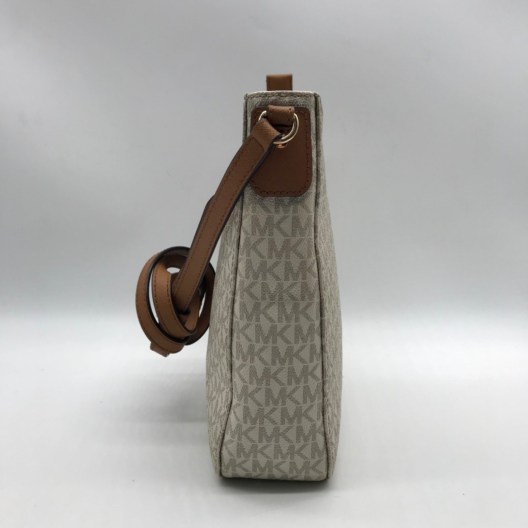 Michael Kors Cream Signature Coated Canvas Large Messenger Bag