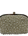 I.N.C. International Concepts Ivory Satin All Over Pearl Clutch
