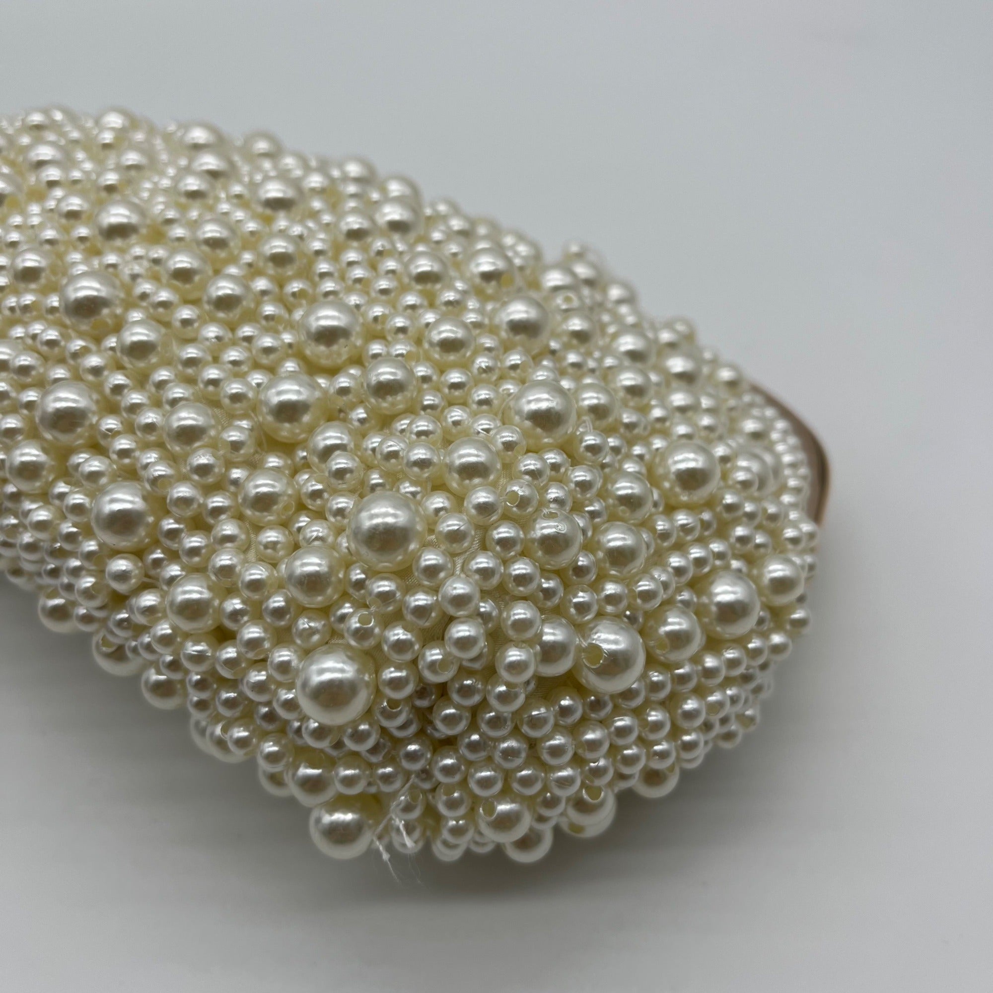 I.N.C. International Concepts Ivory Satin All Over Pearl Clutch