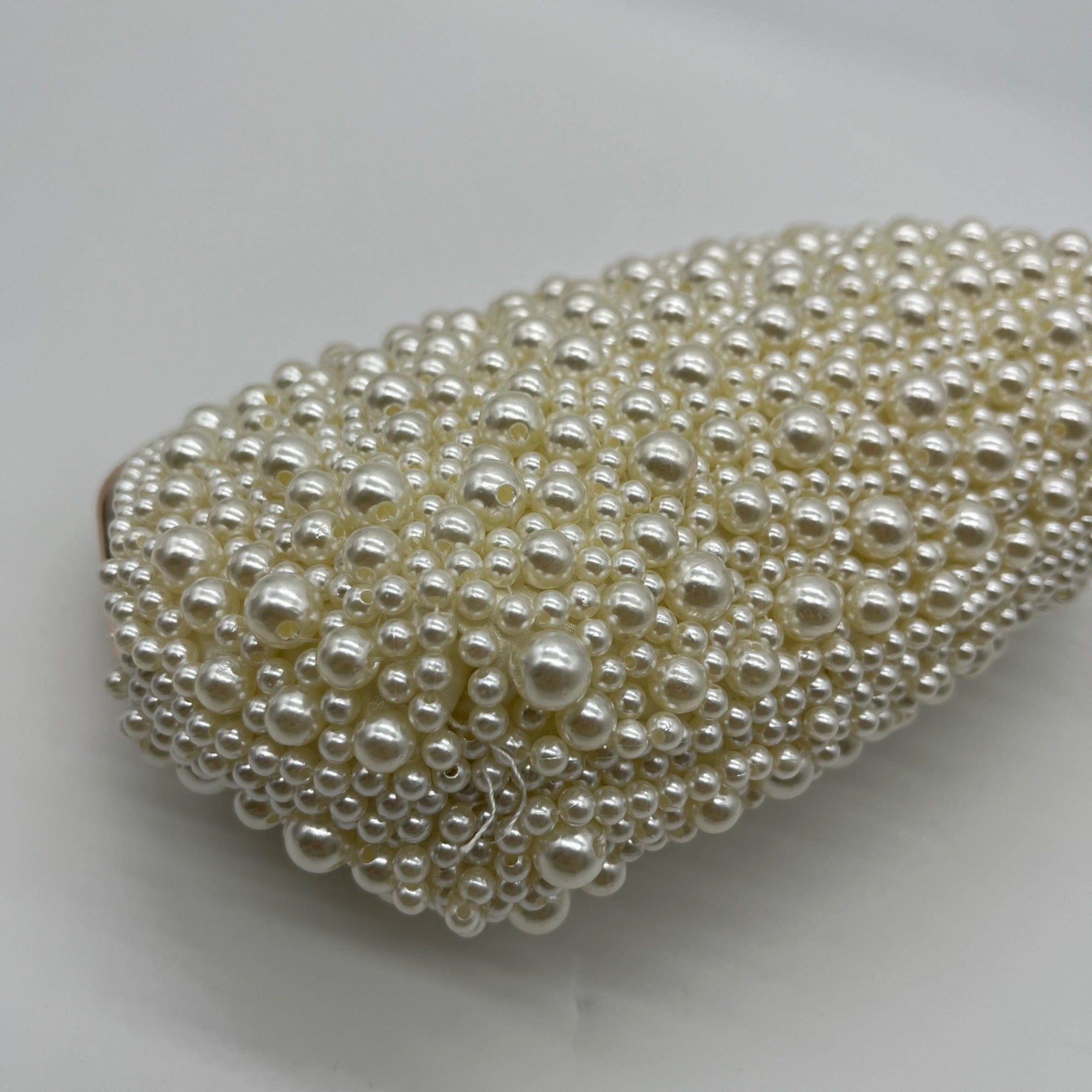 I.N.C. International Concepts Ivory Satin All Over Pearl Clutch