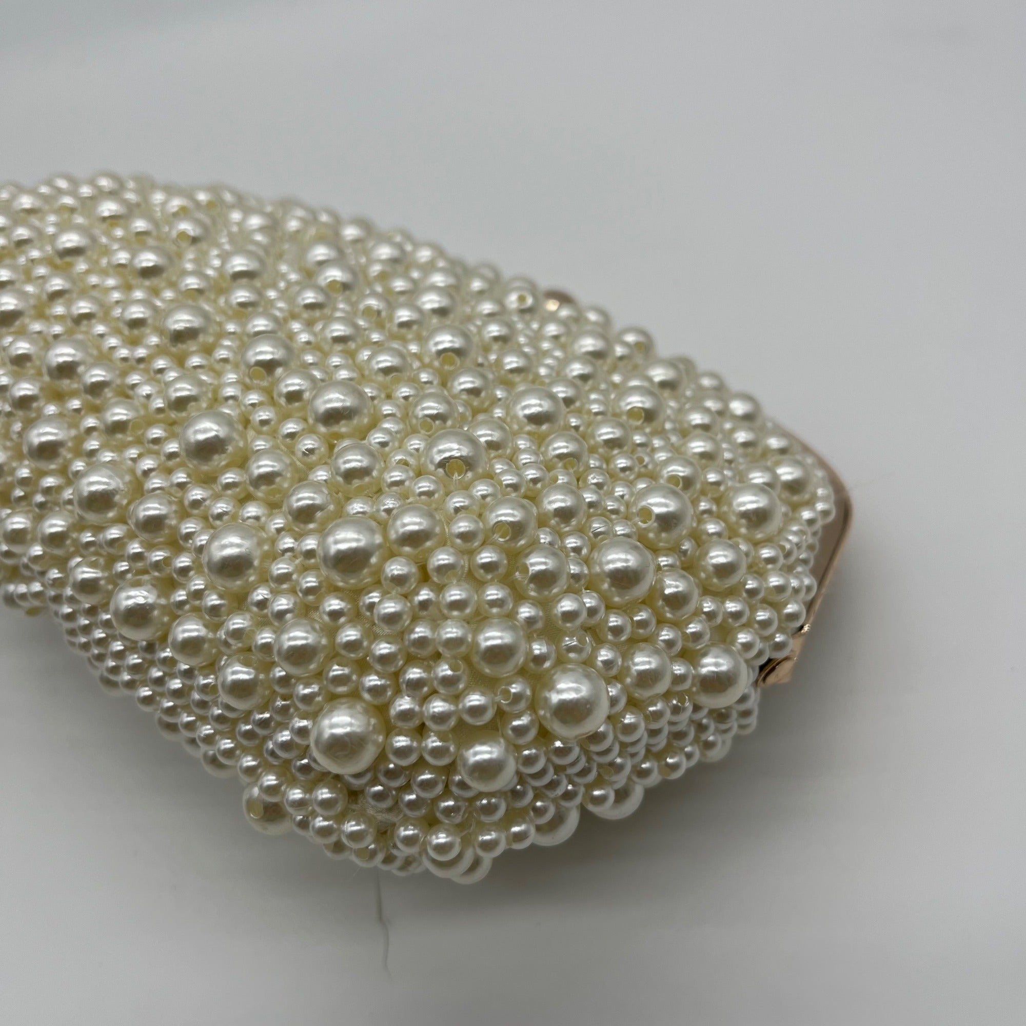 I.N.C. International Concepts Ivory Satin All Over Pearl Clutch