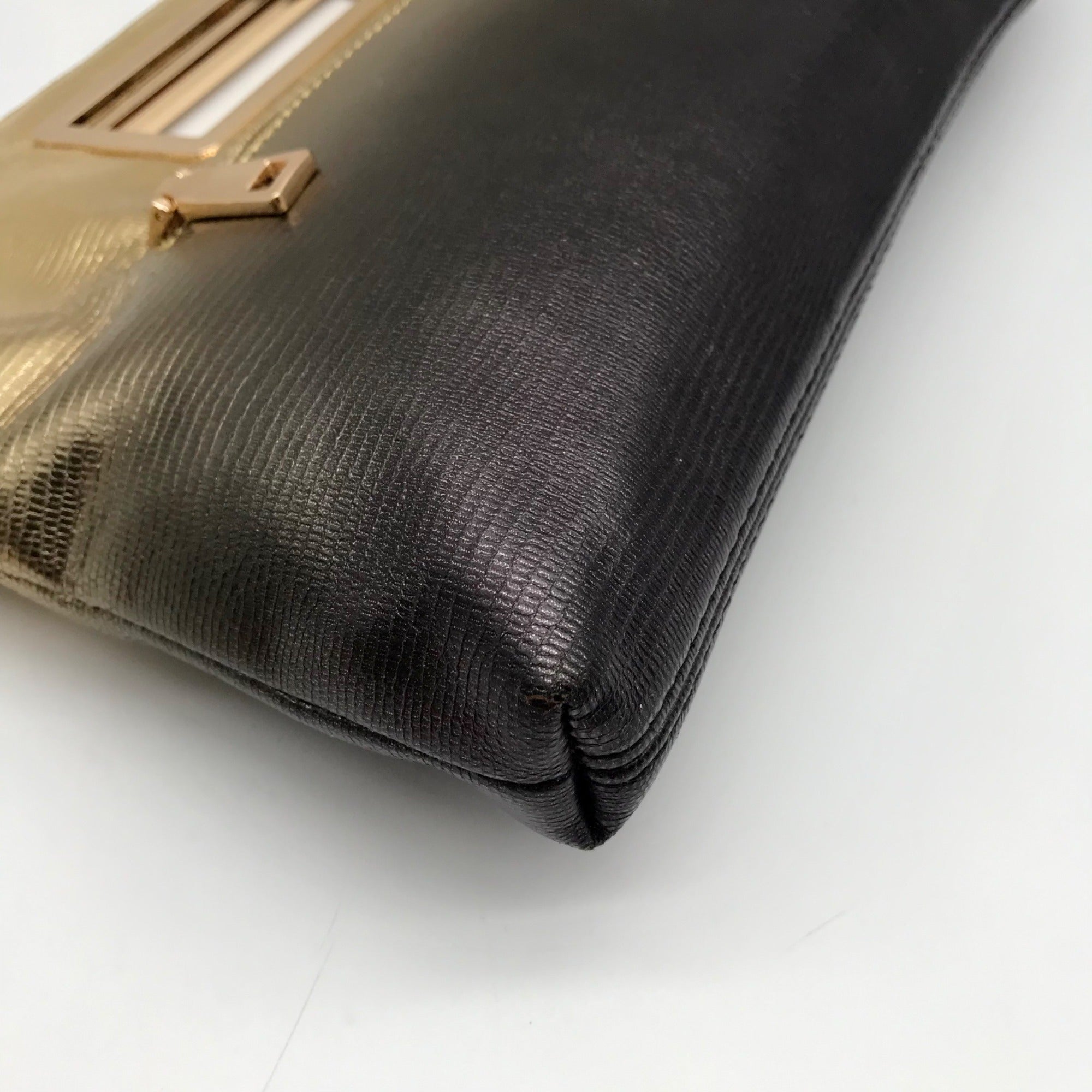I.N.C. International Concepts Metallic Gold &amp; black Judith Convertible Clutch