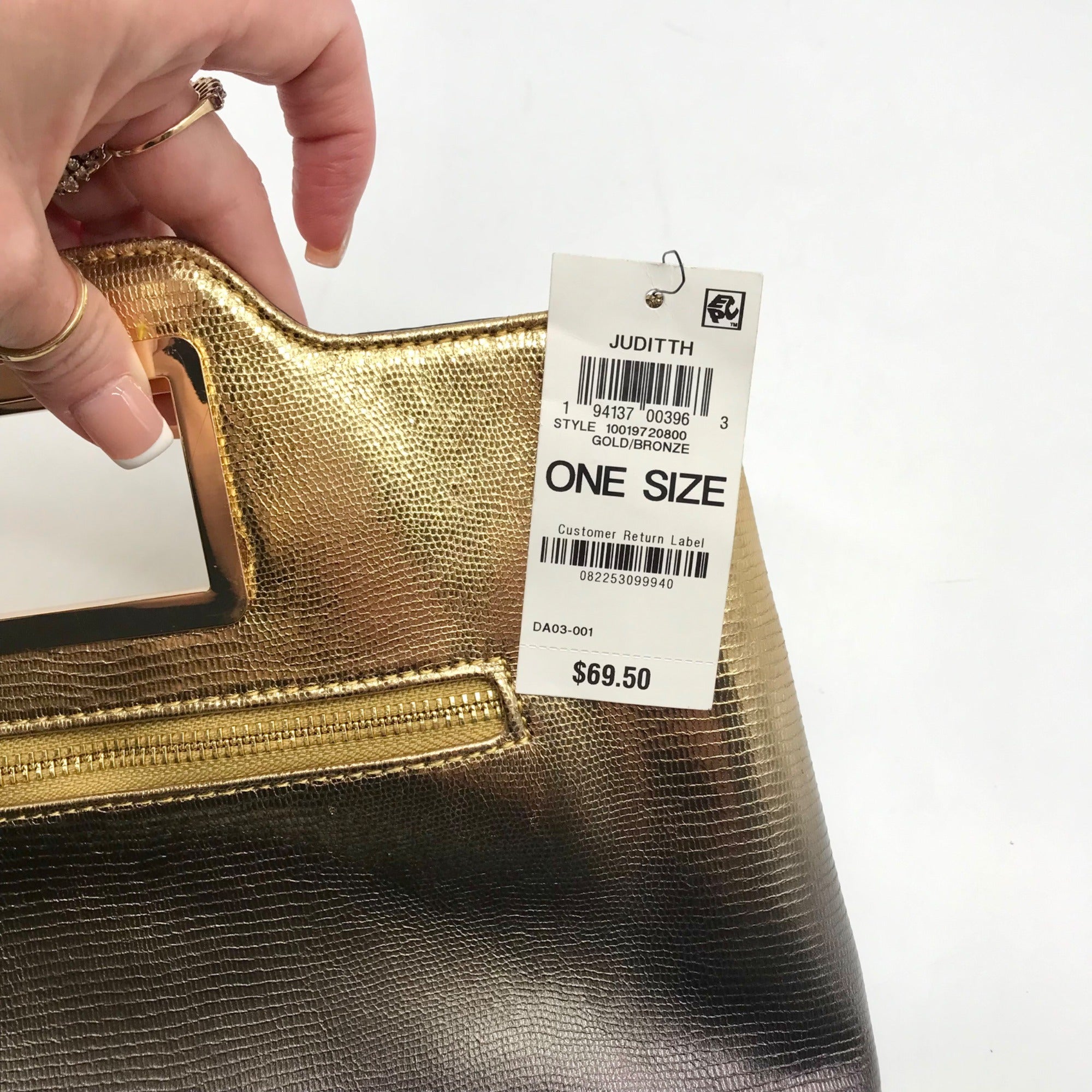 I.N.C. International Concepts Metallic Gold &amp; black Judith Convertible Clutch