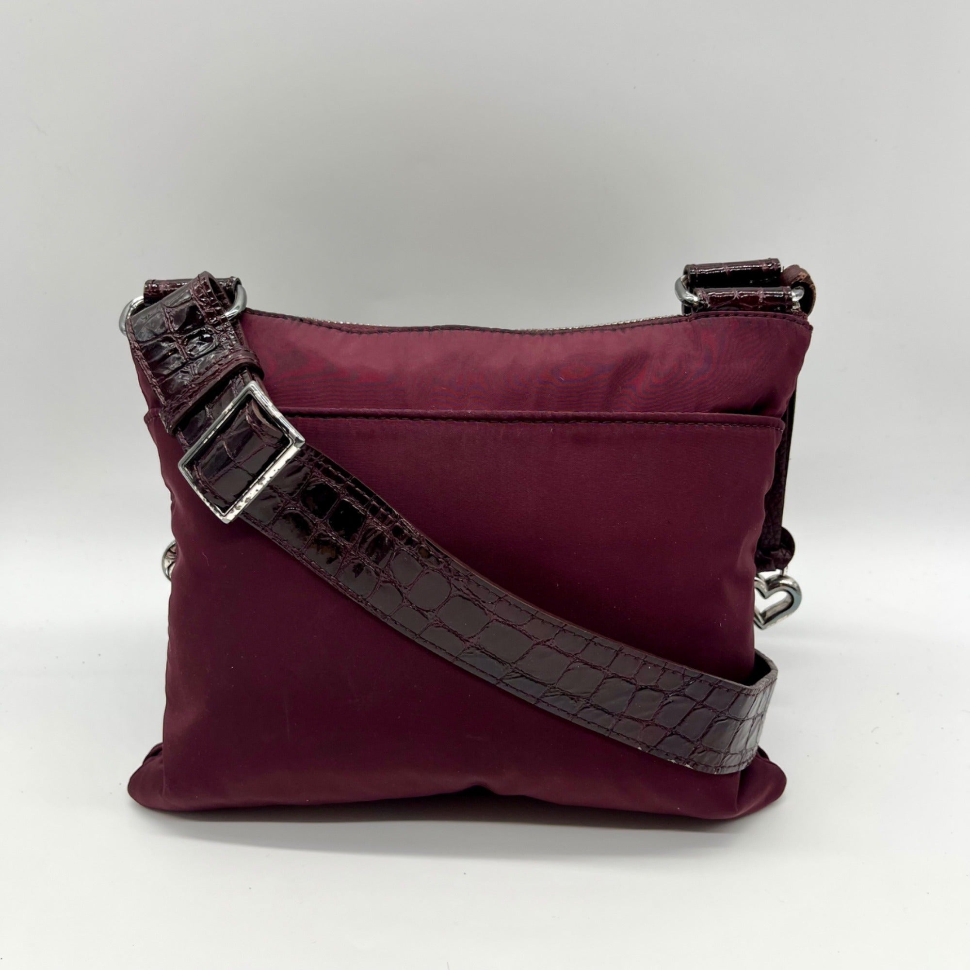 Brighton Burgundy Nylon And Croc-Embossed Crossbody