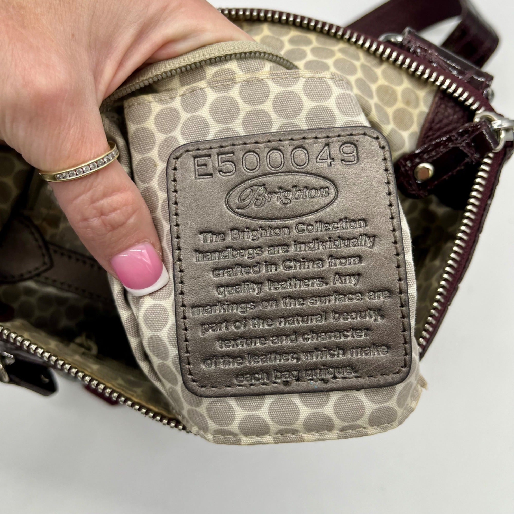 Brighton Burgundy Nylon And Croc-Embossed Crossbody