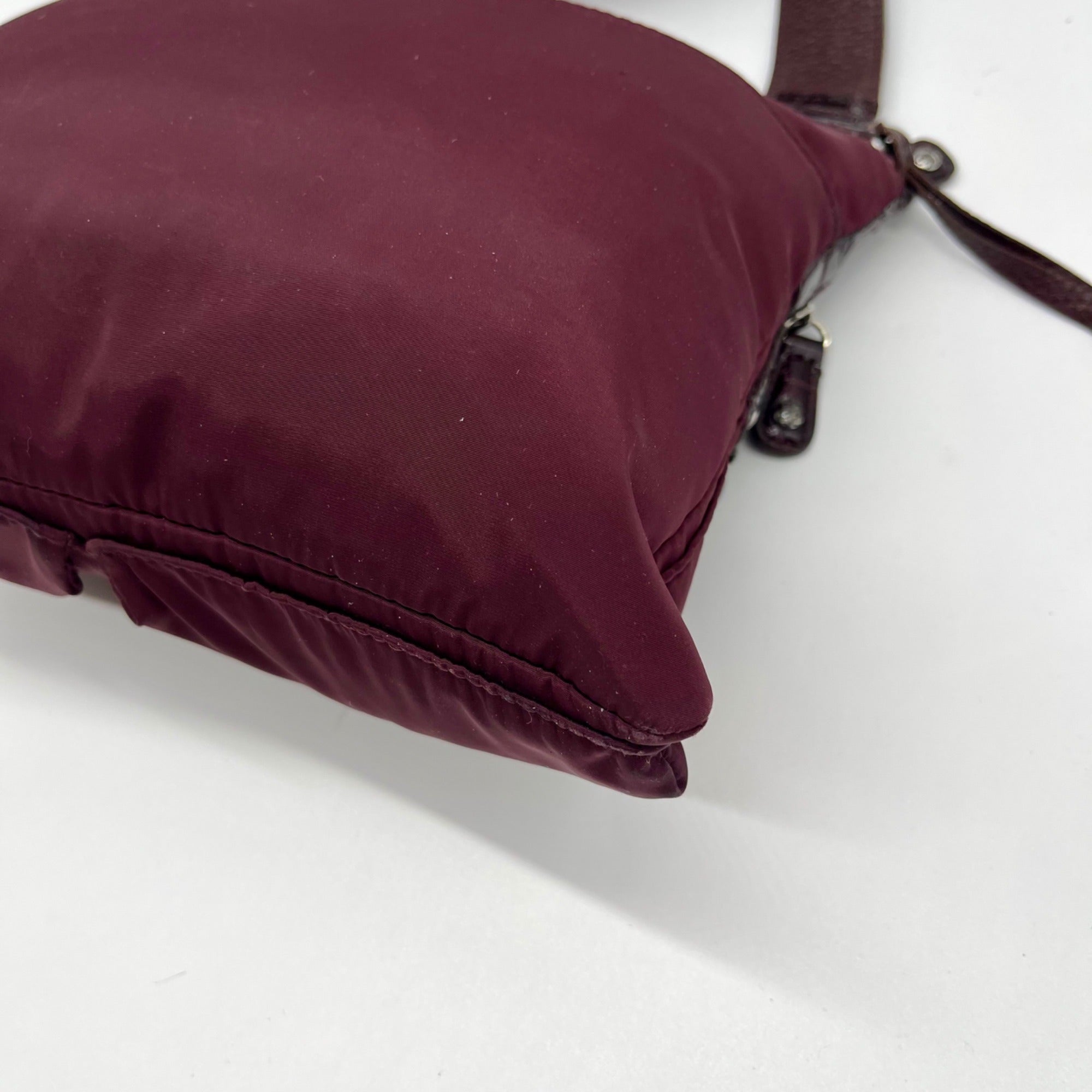 Brighton Burgundy Nylon And Croc-Embossed Crossbody