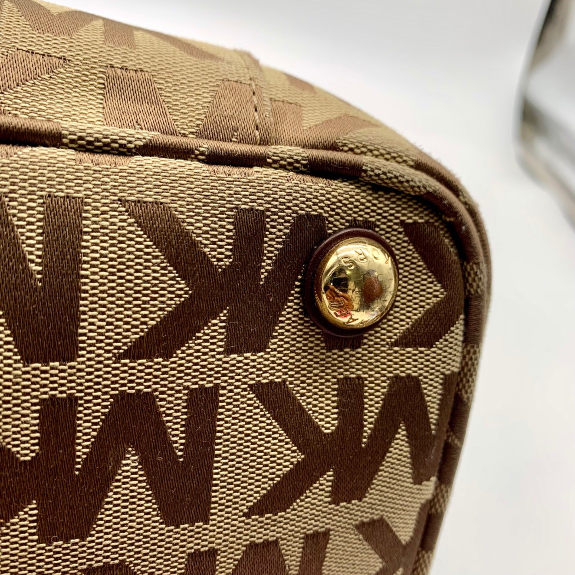 Michael Kors Beige Jet Set Signature Jacquard Tote Bag