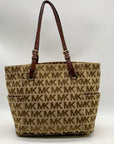 Michael Kors Beige Jet Set Signature Jacquard Tote Bag