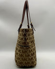 Michael Kors Beige Jet Set Signature Jacquard Tote Bag
