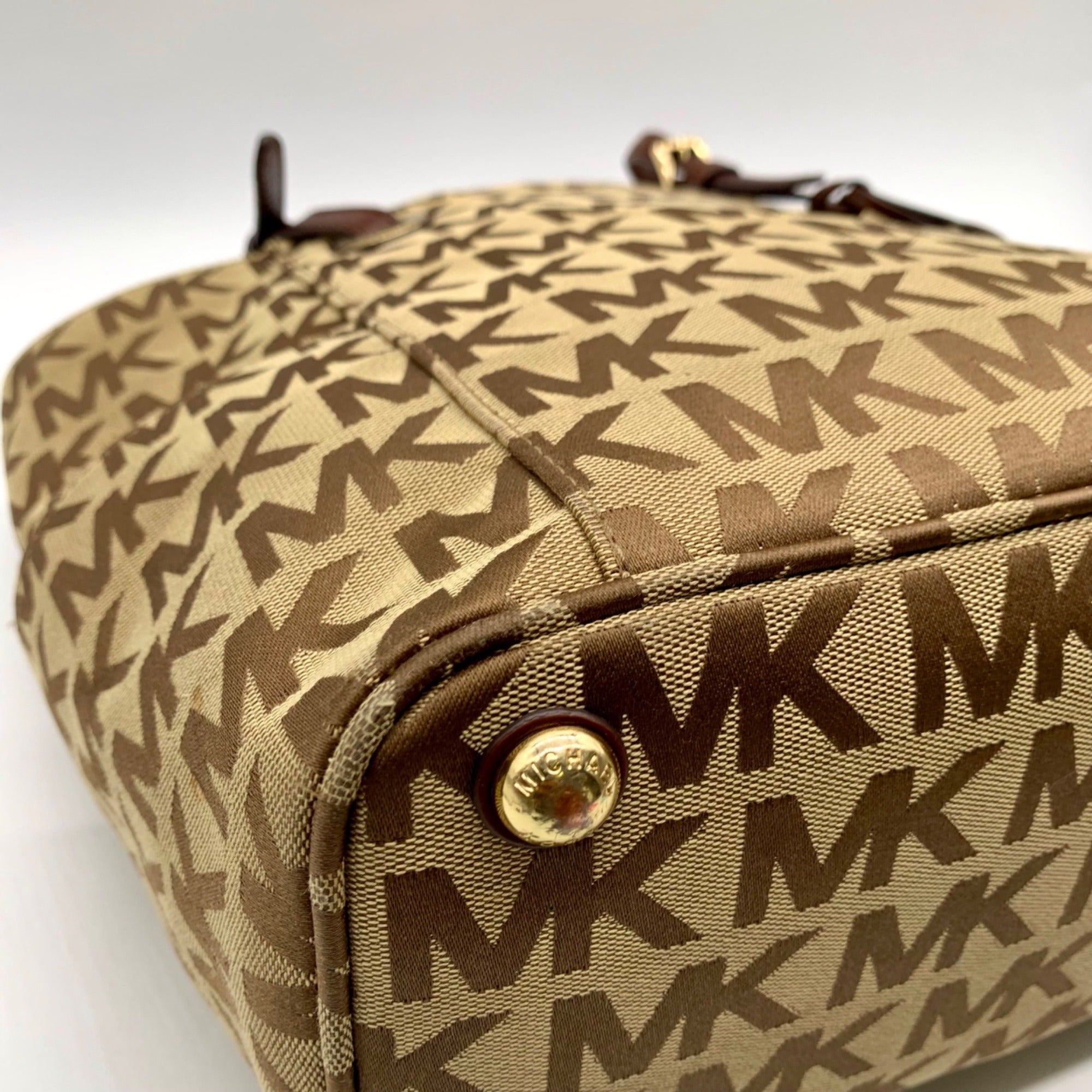 Michael Kors Beige Jet Set Signature Jacquard Tote Bag