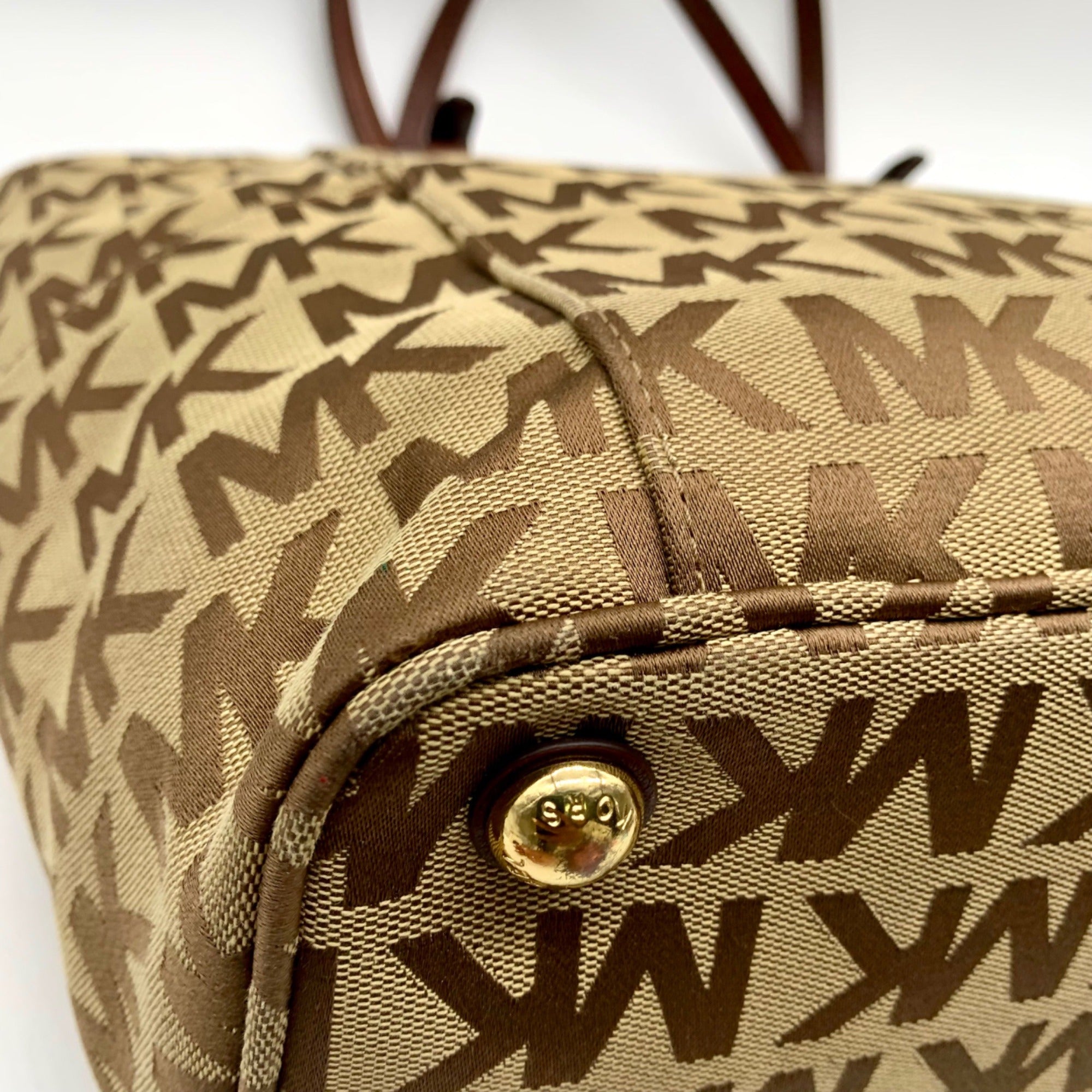 Michael Kors Beige Jet Set Signature Jacquard Tote Bag