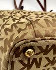 Michael Kors Beige Jet Set Signature Jacquard Tote Bag