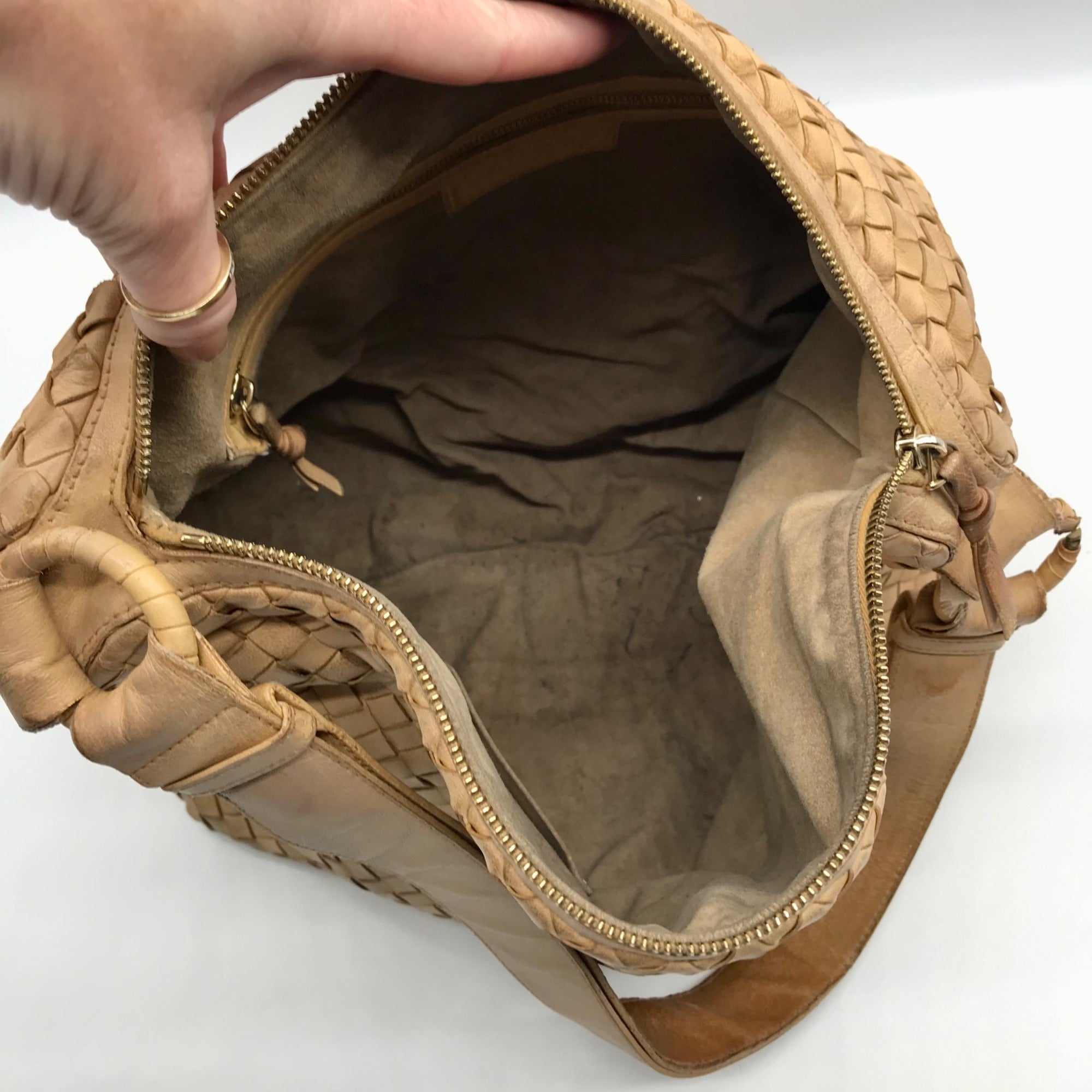 Bottega Veneta Pinecone Woven Leather Hop Hobo Bag