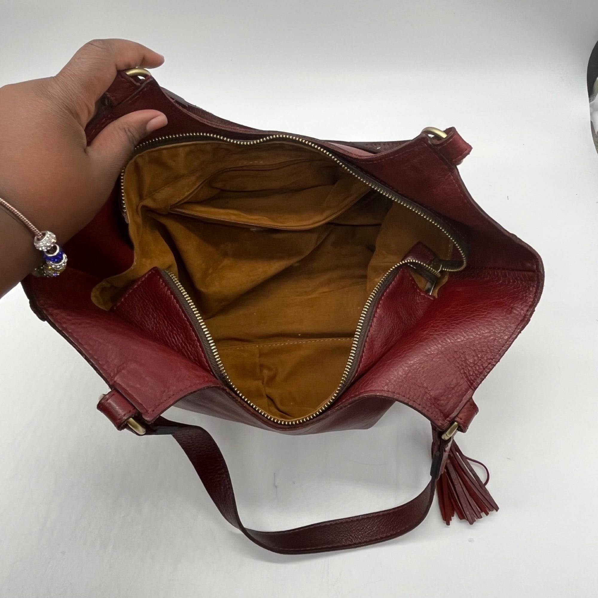 Patricia Nash Willa Maroon Extra Large Leather Tote
