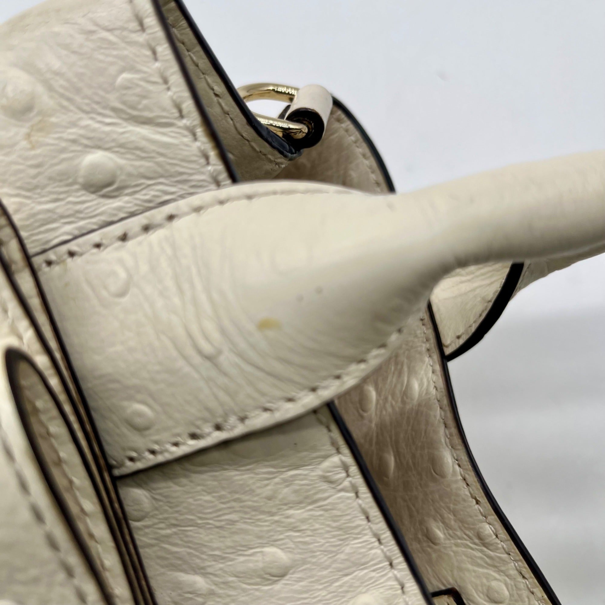 Kate Spade Cream Charm City Ostrich-Embossed Leather Satchel Bag