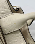 Kate Spade Cream Charm City Ostrich-Embossed Leather Satchel Bag