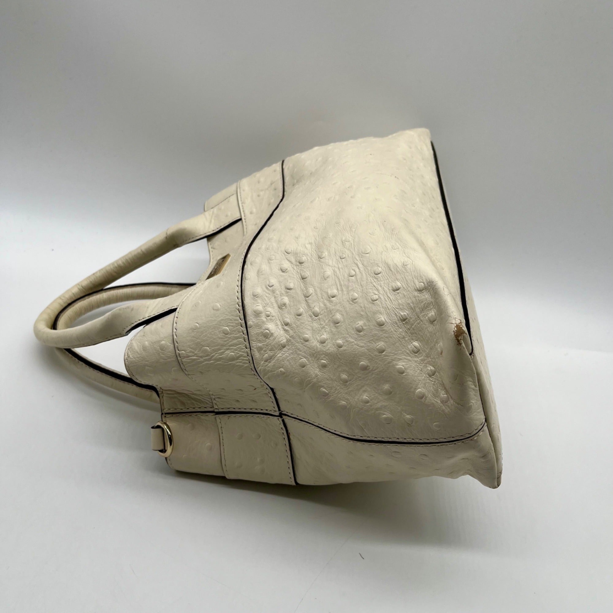 Kate Spade Cream Charm City Ostrich-Embossed Leather Satchel Bag